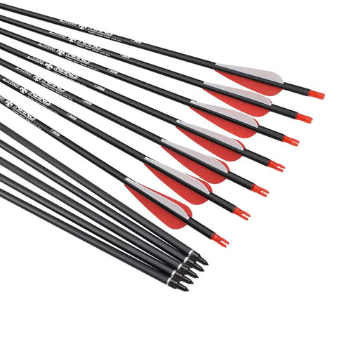 Carbon Arrows For Archery Hunting And Target Practice 26-Inch Arrows With Removable Tips For Compound And Recurve Bows 500 Spine 12 Pieces Durable Long Lasting Performance