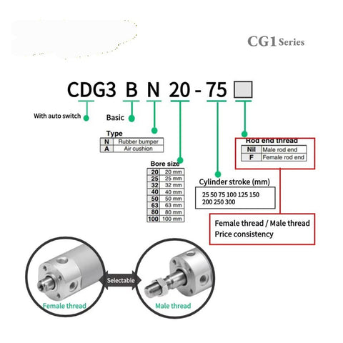 CG1 Series Air Cylinder For Industrial Automation Workhorse High Precision Pneumatic Cylinder With Bore Variants From 20 To 300 Z diagram