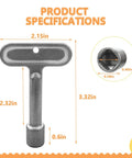 Product dimensions of Fire Hydrant Water Spigot Key For Wall Faucets And Outdoor Hose Bibs, 3.32in x 2.15in metal tool