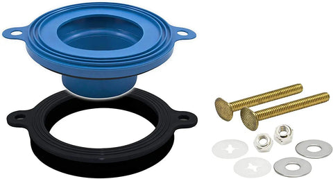 Wax-Free Toilet Seal That Really Works Universal Gasket Fits Any Drain 2 Pack with bolts and washers, leak-proof and easy install components
