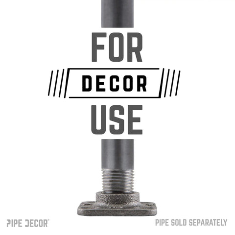Half Inch Square Micro Mini Flange Fittings Set Black Malleable Iron For Standard Pipe Nipples And Fittings DIY Vintage Furniture Build 8 Pack Perfect For Shelves Lamps Tables And Art Projects showcasing decor use