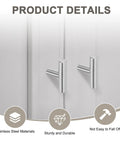 Product details of 2-Pack Modern Stainless Steel T Bar Cabinet Knobs and Pulls, 2 Inch, shown installed with durability icons