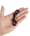 In-hand view of a black metal double-ended bolt snap hook (3.5 in long)