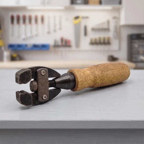 Handheld Adjustable Wire Clamp Tool With Carbon Steel Clamp Head And Screw Control Ultra Lightweight Wood Handle Perfect For Woodworking DIY Projects Detailed Woodcraft Small Parts Holding Benchtop Work Easy Grip, wooden handle