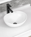 Oval Vessel Sink For Bathroom Above Counter White Ceramic Porcelain Vanity Lavatory Bowl 16 By 13 Inches Modern European Inspired Design With High Gloss Durable Glaze Non Porous Surface Fits One And Three Quarter Inch Drain