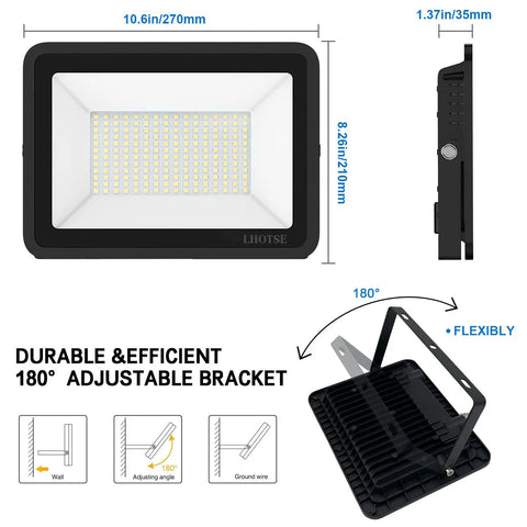 Diagram of 2 Pack 150W Led Flood Light Outdoor IP65 Waterproof 18000 Lumens Plug And Play Security Light Daylight White 6500K