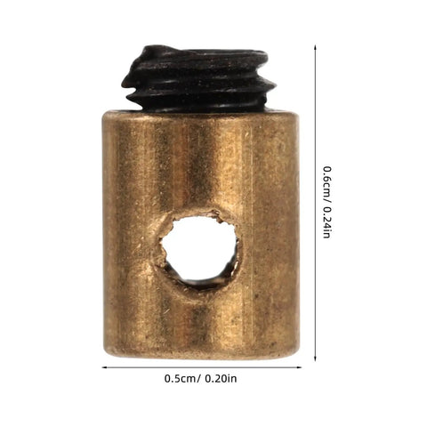 Close-up of a nipple from Clutch Line Core Clamp Kit, 20 Pcs Metal Throttle Cable Nipples, Universal Fit For Motorcycle And Scooter, Adjustable
