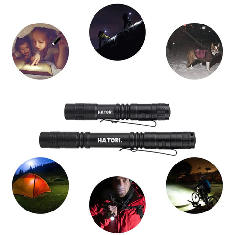 Ultra Bright Mini LED Pen Light Pocket Size Flashlight For Camping Outdoor And Emergency Use Tactical High Lumens Handy Handheld 150 Lumens Two Hour Run Time Three Point Five Five Inch next to outdoor activity images