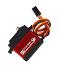 Heavy Duty 35KG High Torque Digital Servo Runs Slick With Full 360 Degree Rotation And Waterproof Coreless Motor showcasing red and black design with wires.