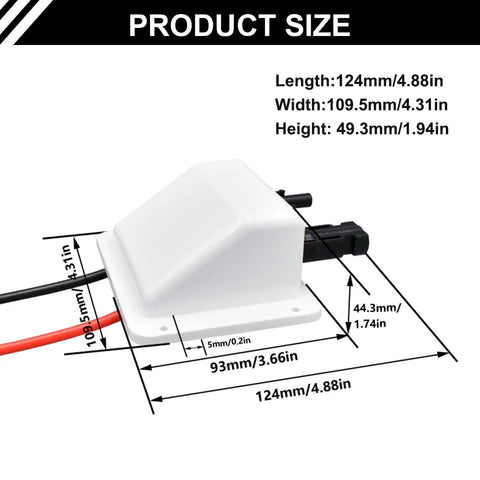 Solar Cable Entry Gland Kit With 10 AWG 3.28 Ft Extension Cable For RV Boat Camper Van Marine Grade All Weather Heavy Duty UV Resistant Waterproof Junction Box White Featuring Tinned Copper Conductors And Halogen Free XLPE XLPO Insulation showing product size 124mm x 109.5mm x 49.3mm