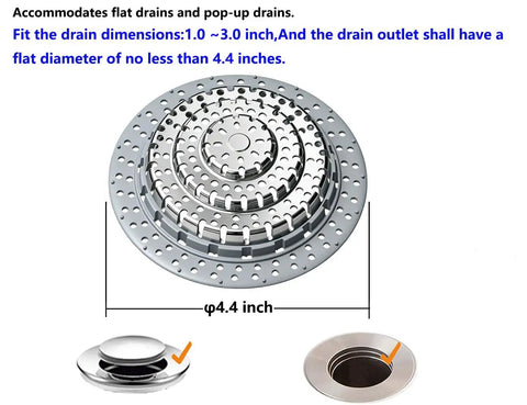 Bathtub Drain Hair Catcher And Protector For Pop Up Drains, Universal Durable Step Shaped Drain Cover, fits 4.4-inch diameter