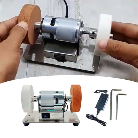 Compact Mini Belt Sander With High Power Motor And Adjustable Speed Options From 3000 To 6000 Rpm with two polishing wheels