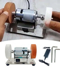 Mini Belt Sander Bench Grinder With Adjustable Speed High Power Copper Motor Low Noise Polishing Machine For DIY Woodworking Metal Projects, hand holding grinding wheels.