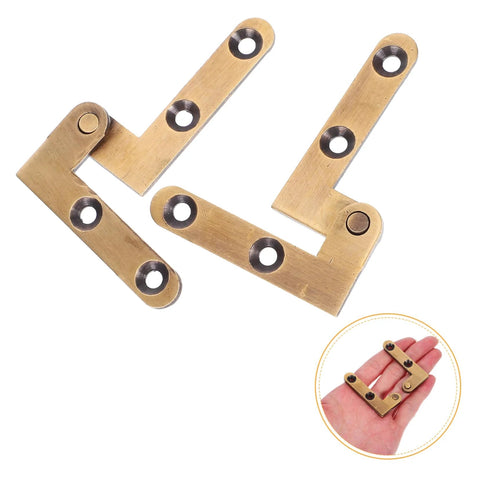 Hidden Door Hinge Set For Secret Bookcases And Concealed Doors, Heavy Duty Pivot Hinge With Bronze Finish shown in hand and apart.