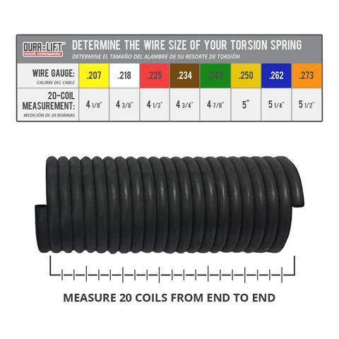 No-Nonsense Heavy-Duty Torsion Garage Door Springs 0.225 Inch Wire coil length measurement