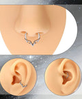 Blade Wings Septum Ring With V Shape Hinged Segment Clicker 16G 8mm 316L Surgical Steel Silver Nose Jewelry for piercings