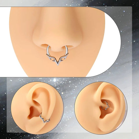 Blade Wings Septum Ring With V Shape Hinged Segment Clicker 16G 8mm 316L Surgical Steel Silver Nose Jewelry for piercings