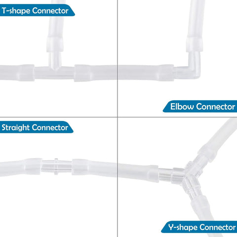 Pawfly aquarium airline tubing connectors; white plastic inline valves with T-, straight-, elbow-, and Y-shaped connectors