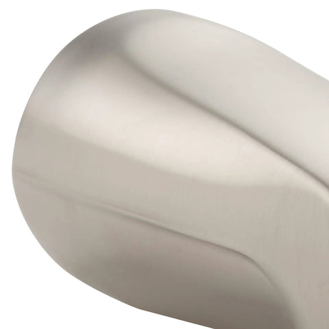 Close-up of the brushed nickel finish on the Bathtub Spout Valve With Diverter For Brushed Nickel Finish Half Inch Slip Fit Connection.