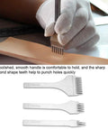 Pro Grade Leather Stitching Punch Set For Bag Making And Wallet Repair, French Style Pricking Irons And Saddlestitch Chisels in use