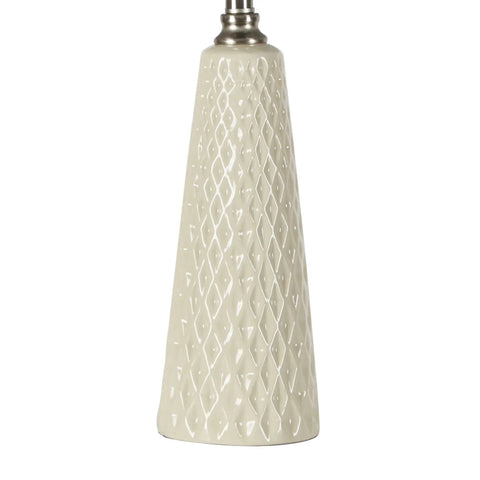 Ivory Textured Ceramic Table Lamps Set Of 2 With Inverted Diamond Bases Easy On Off Rotary Switch Chic Modern Home Decor Lighting For Cozy Living Room And Nightstands, close-up of lamp base.