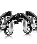 Workbench Caster Kit Set Of Four With Side Mounting Options And 3 Inch Retractable Stepdown Caster Wheels, Heavy Duty Steel