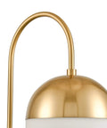 Close-up of Mid Century Modern Wall Sconce With Switch Gold Brass Finish Easy Plug In Wall Light With Opal White Glass Globe