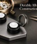 Close-up of open lid metal cup from Color Coded Watch Oil Cup Set With Lids Five Empty Metal Oil Cups And Stand For Horology Repair