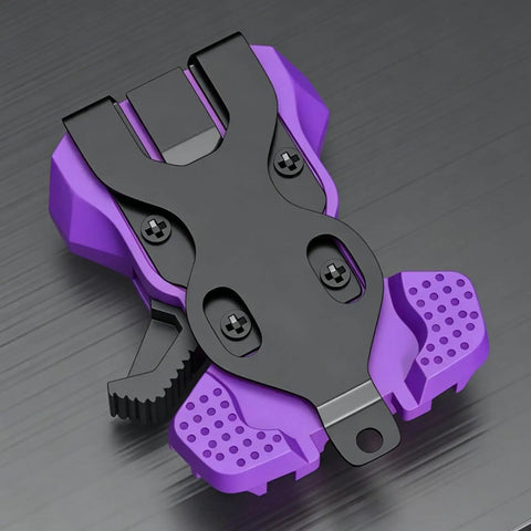 Heavy Duty Drill Holder With Secure Double Buckle Belt Clip For Power Tools Like Hammers And Electric Drills Perfect For Job Sites, purple and black design.