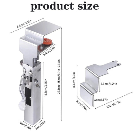 Adjustable Drawer Front Installation Clamps Featuring Hella Secure Grip And Quick Lock Design dimensions illustration showing sizes.