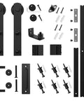 8 Ft Heavy Duty Sliding Barn Door Hardware Kit Black Finish Fits 42 To 48 Inch Doors Includes Pull Handle Set And Floor Guide