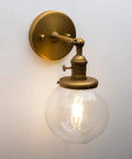 Industrial Style Wall Sconce With Clear Globe Glass Hardwired Vanity Light Off Switch Vintage Farmhouse Loft Bedroom Lighting Fixture