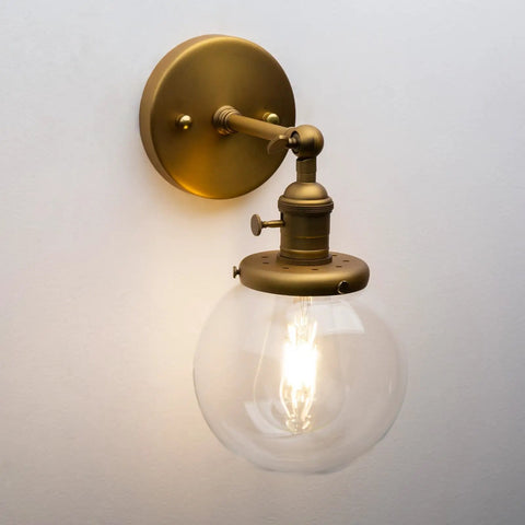 Industrial Style Wall Sconce With Clear Globe Glass Hardwired Vanity Light Off Switch Vintage Farmhouse Loft Bedroom Lighting Fixture