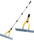 Thatch Rake 15 Inch Wide Dethatcher For Cleaning Dead Grass Leaves And Debris Loosens Soil With Steel Tines And Stainless Steel Handle