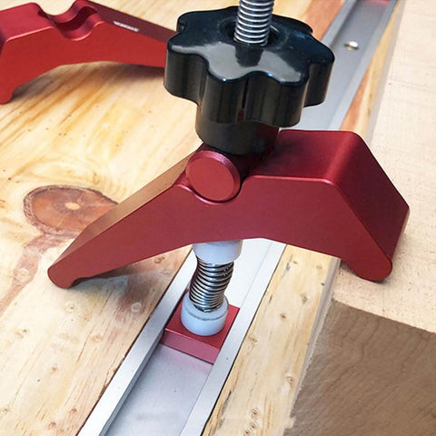 Aluminum T Track Hold Down Clamp For Woodworking, Heavy Duty Workholding Tool For Woodshop Fixtures, Premium Clamp with red finish