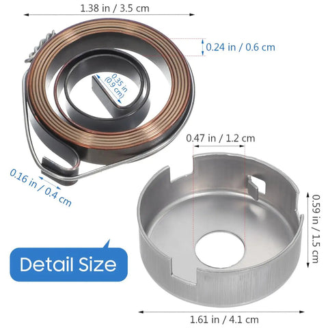 Drill Press Return Spring Set For Quill Coil Assembly Bench Drill Press Replacement Part, steel spring kit with dimensions displayed