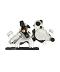 F1 Hybrid Hydraulic Disc Brake Set For Front And Rear Flat Mount Road And Gravel Bikes With 160MM Rotors showing silver caliper design.