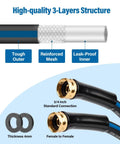 Cutaway view shows 12 Ft Lead In Garden Hose With Five Eighth Inch Aluminum Female To Female Fittings Flexible No Kink Design