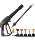 All In One Pressure Washer Gun Kit With Universal M22 Connectors 14MM And 15MM, Includes 1 Tip Holder And 5 Spray Nozzles