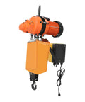 Tough As Nails 1300W Electric Chain Hoist Featuring Pure Copper Motor with dual chain and orange housing, ideal for garage and warehouse jobs.