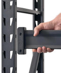 IIndustrial Grade Heavy Duty Steel Wireless Shelving Rack 77 X 24 X 72 Inches Black Commercial Storage Rack For Garage Workshope, close-up on adjustable support.
