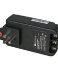 Slick Heavy Duty Wall Adapter With Quick Screw Terminal Hookup For Reliable 24 Volt 2000 Milliamp 36 Watt Power Drop, black, rear view with terminals.