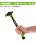 Beefy 16 Oz Hammer With 297 Mm Fiberglass Handle, Drop Forged Head, Rubber Grip, Non Slip Comfort, Bright Green Visibility