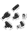 Top Tier Doitol Straight Air Hose With Male Elbow Push To Connect Fittings 8mm Od X 3/8 Inch Npt Thread Quick Connector Kit, black