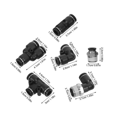 Beaupretty Pneumatic Tube Kit With Quick Coupling For 3/8 Inch Npt Male Straight Elbow Tee Connector Nickel Plated Copper And Plastic Air Hose Fittings That Make Setup A Breeze No Tools Needed, assorted fittings with sizes