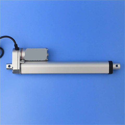 Built Rock Solid 500 Mm 24V Electric Linear Actuator Heavy Duty Push Rod Motor shown from the top, aluminum, used in automation.