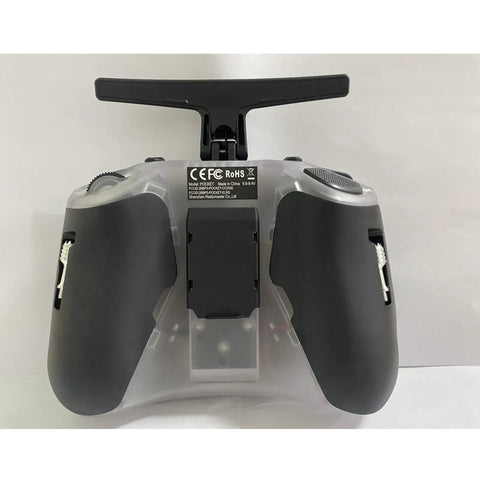 Back view of Pocket EdgeTX Gimbal Transmitter For FPV Drones with Hall Effect Joystick and foldable antenna.