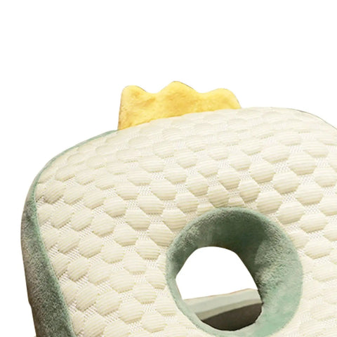 Cool Ice Silk Napping Face Pillow For Table Naps, ergonomic design with breathable texture, plush green material, close-up view.