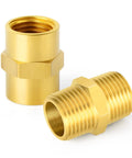 Brass Pipe Fittings Hex Nipple and Hex Coupler 3/8 Inch NPT Male and 3/8 Inch NPT Female Threads Durable Corrosion Resistant