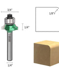 Pro Roundover Router Bit Set Four Piece With One Quarter Inch Shank Radii One Eighth, showing 1/8 inch rounded edge on wood
